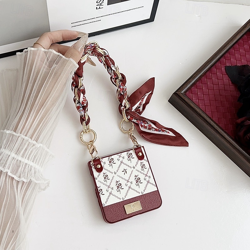 telefoon hoesje Voor Samsung Galaxy Z Flip 7 Z-flip 6 Z Flip 5 Z Flip 4 Achterkant met draagkoord Schokbestendig Bloem Bloemen PC 2026 - $18.99 –P9