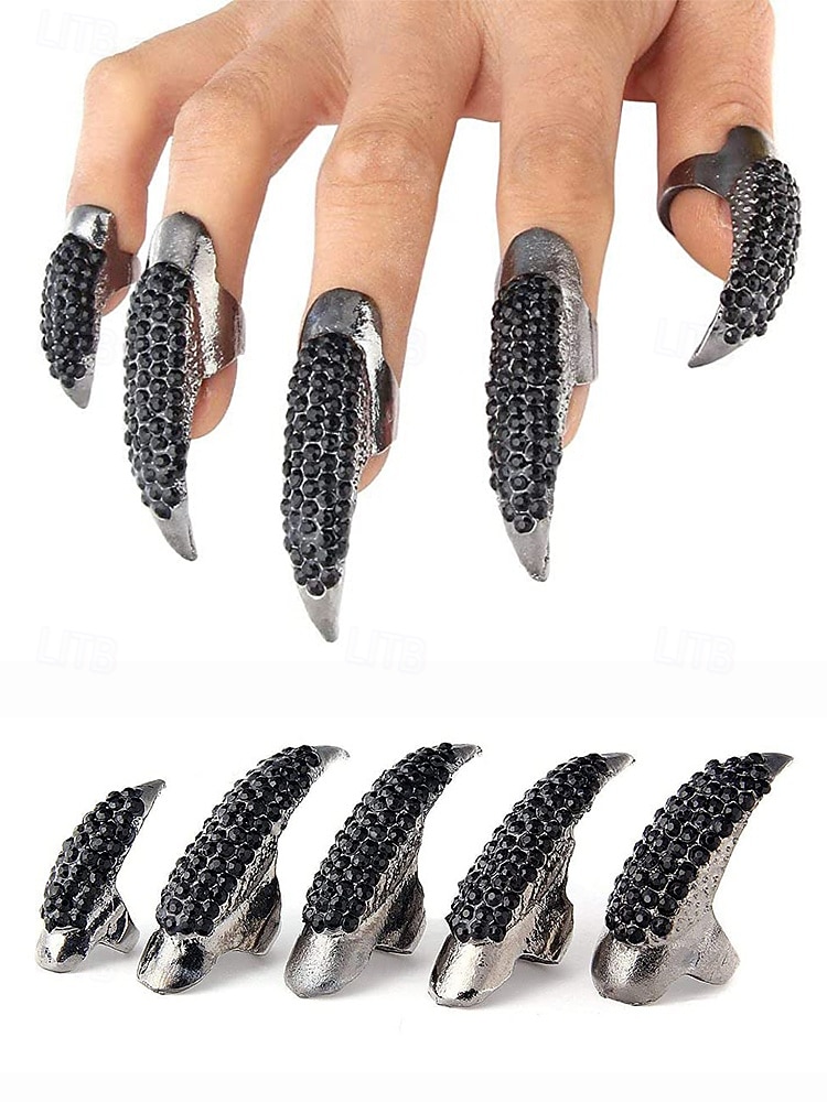 Gotiske kloringer for kvinner med krystall-strass-design – skarpe, elegante og edge, perfekte for halloween, kostymefester og alternativ mote 2025 - $14.99 –P4