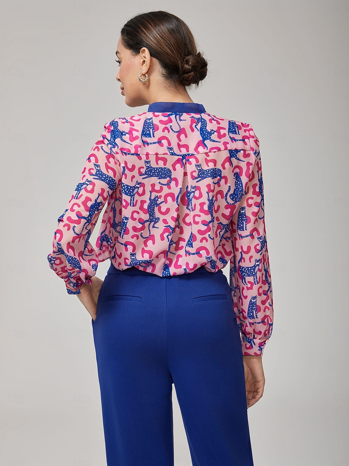 camicetta a maniche lunghe con stampa leopardata rosa del 2025 a $56.99 –P5
