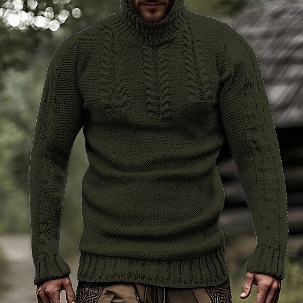 Herren Pullover Strickpullover Gerippt Stricken Normale Oberteile Gestrickt Einfach Rollkragen Mode Basic Urlaub Alltagskleidung Bekleidung Herbst Winter Schwarz Weiß S M L 2026 - $43.99 –P5
