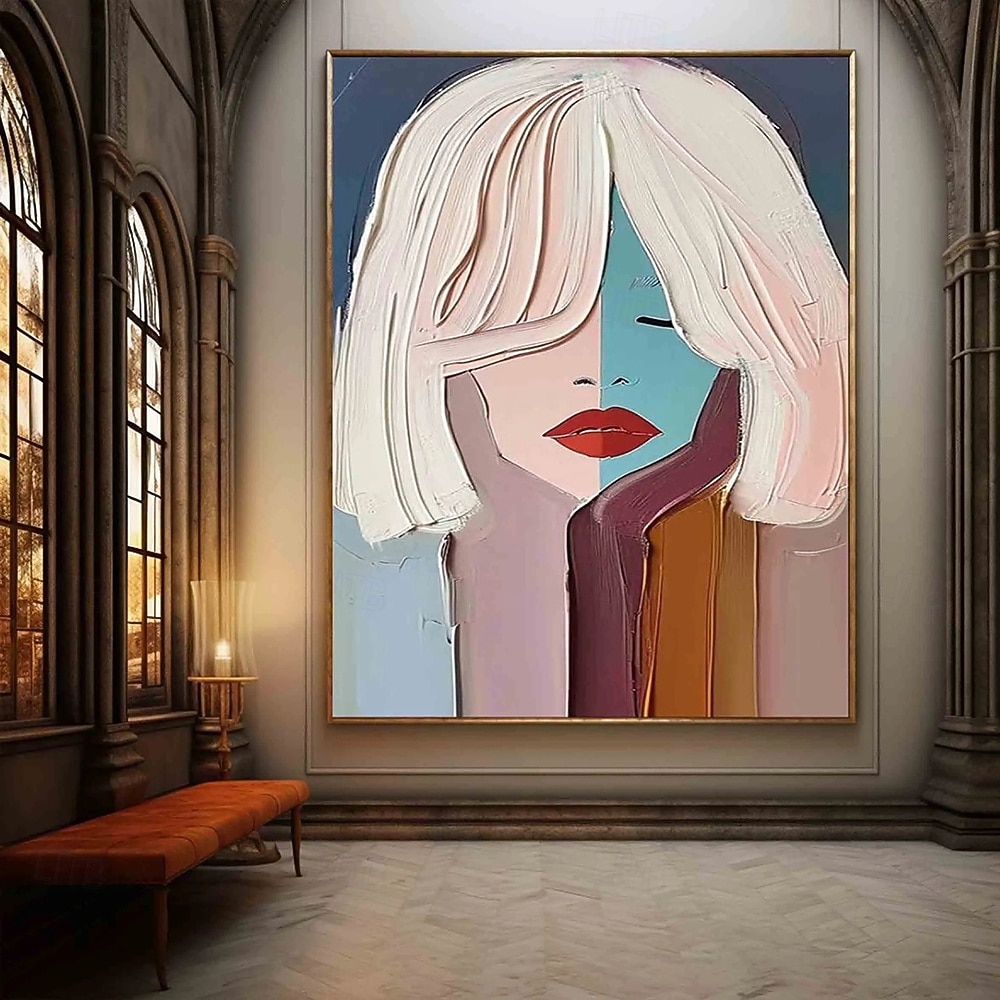 Handmade Oil Paintings Canvas Wall Art Decoration Modern Cream Style Abstract Hair Salons Women's Decorative Paintings for Home Decor Rolled Frameless Unstretched Painting 2026 - $77.99 –P5