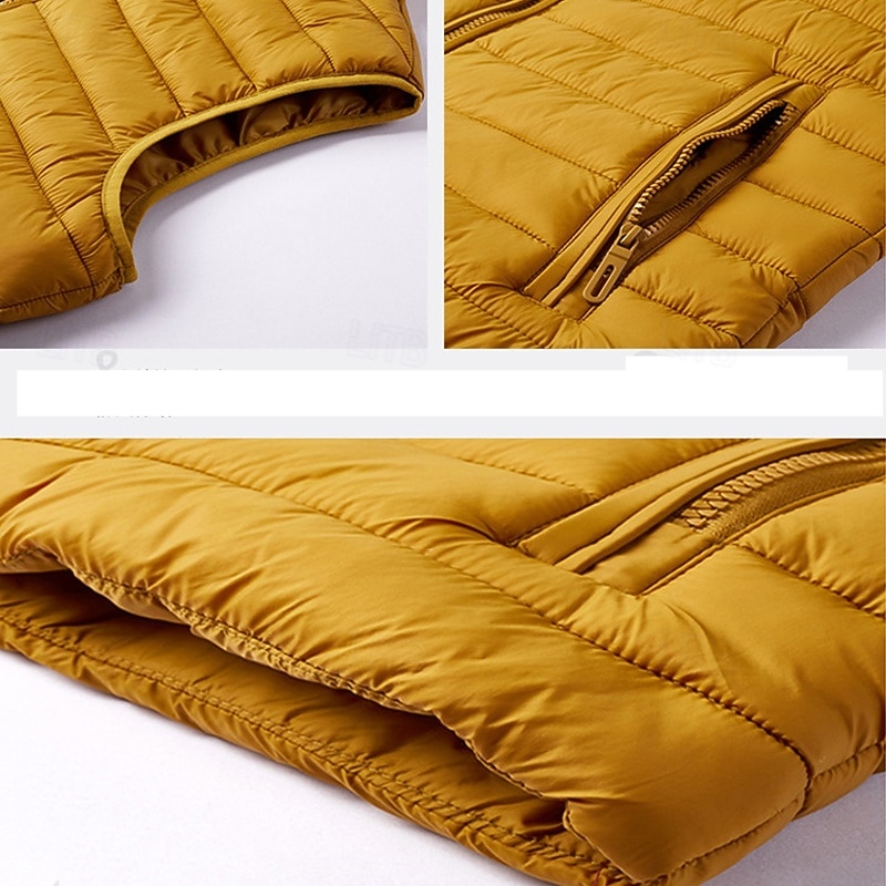 2026年 男性用 パファーベスト ベスト ジレ バケーション 日常 デート ファッション カジュアル 冬 ポケット ナイロン 保温 快適 純色 ジッパ－ スタンド レギュラー ブラック イエロー ワイン アーミーグリーン ベスト  コレクション – $43.99 –P5