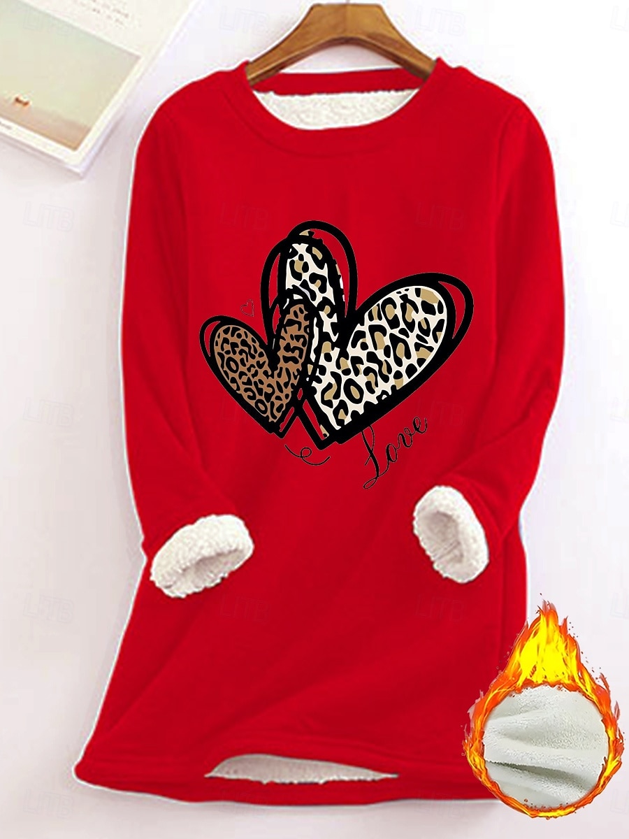 Felpa da donna felpa foderata in pile pigiama caldo grafica a cuore calda casual morbida maniche lunghe collo rotondo lunghe casual rosa chiaro gialla rosa scuro rossa blu primavera autunno inverno del 2025 a $23.99 –P5