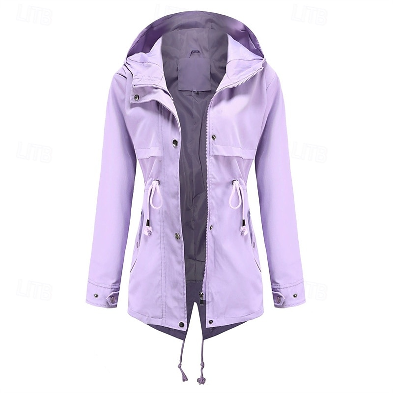 Mulheres Jaqueta casual Jaquetas de chuva impermeáveis Capas de chuva Prova-de-Água A Prova de Vento Zíper Bolsos Moda Ao ar livre Tecido Para Noite Final de semana Zíper Padrão Com Capuz Normal de 2025 por $32.99 –P7