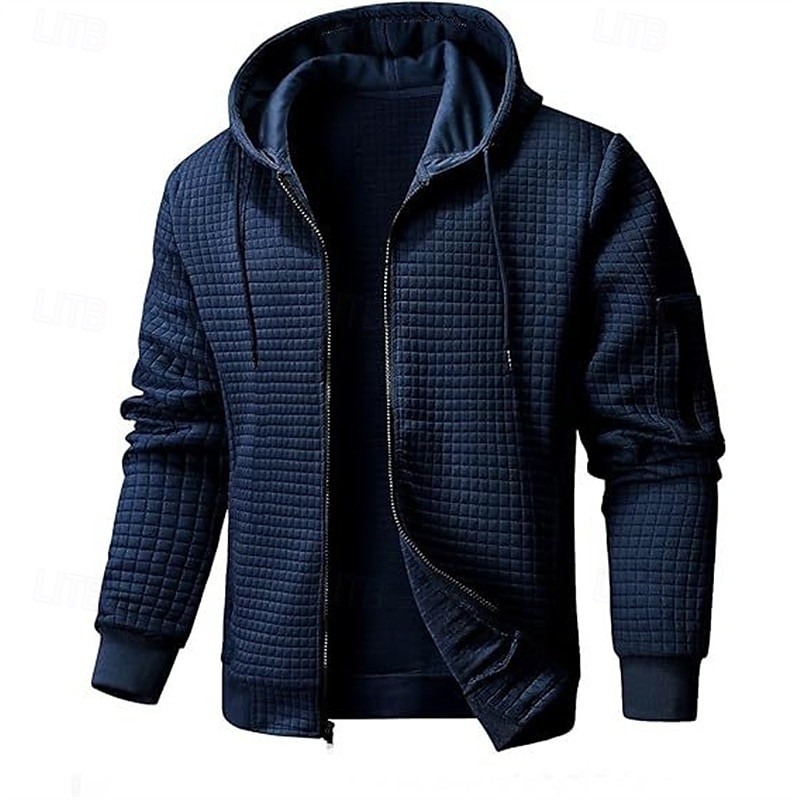 Per uomo Felpa con cappuccio Felpa con cappuccio a zip intera Felpa con cappuccio a nido d'ape Rosso bordeaux Nero Bianco Verde militare Blu marino Con Cappuccio Semplice Cerniera Sport & Outdoor del 2025 a $39.99 –P6