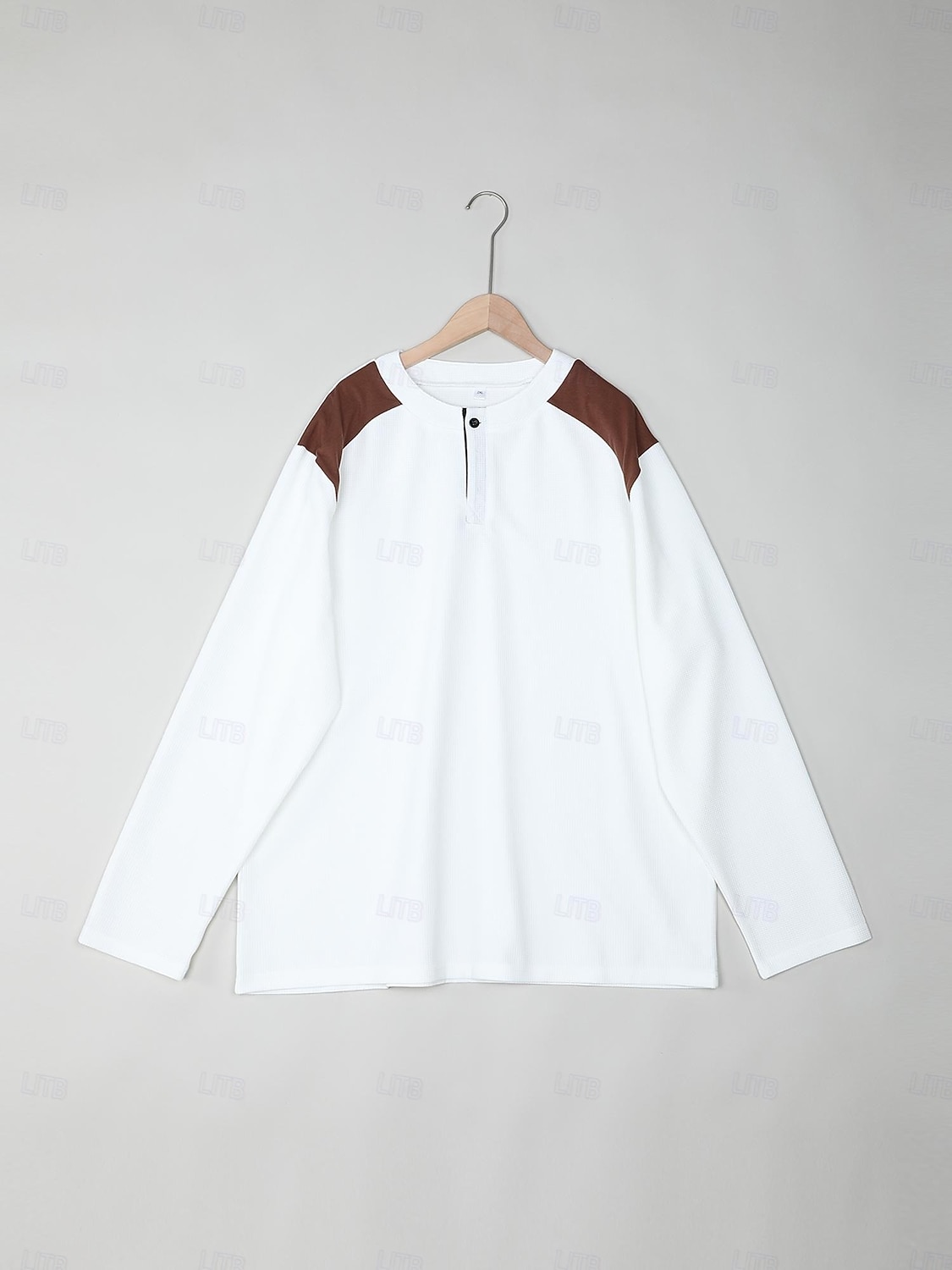 Herren Waffel-Henley-Hemd T-Shirt Langarm Henley Herbst Frühling & Herbst Farbblock Mode Designer Basic Patchwork Urlaub Straße Lässig Schwarz Weiß Burgunderrot Top T-Shirt für Herren 2025 - $20.99 –P7