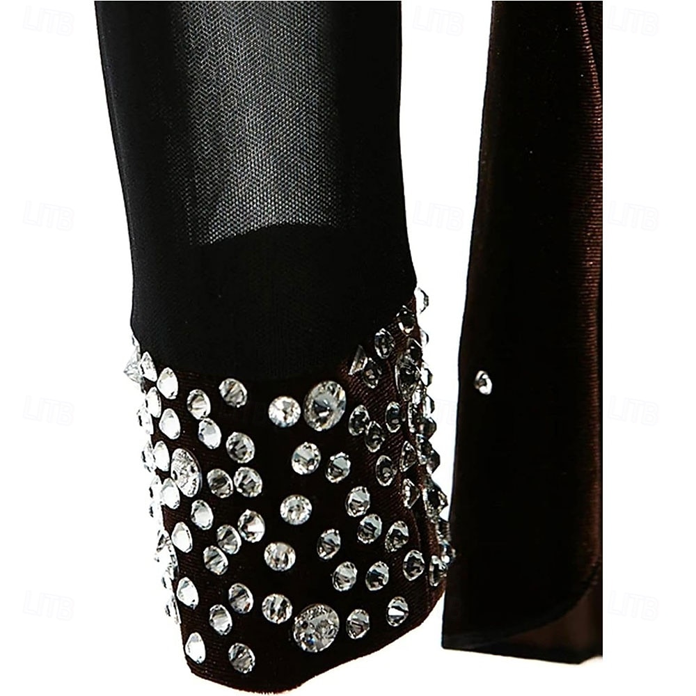 naisten taitoluistelupuku tytöille mustat strassit kilpailutanssiasut 2026 - $228.69 –P5