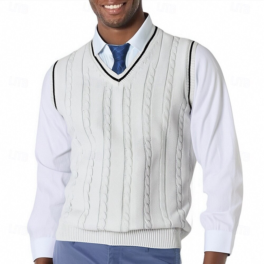 Per uomo Gilet Maglione elegante Maglione Maglione a maglia A Coste Treccia Maglia Top Regolari Lavorato a maglia Semplice Scollo a V Moda Casual Vacanza Abbigliamento quotidiano Abbigliamento del 2026 a $22.99 –P5
