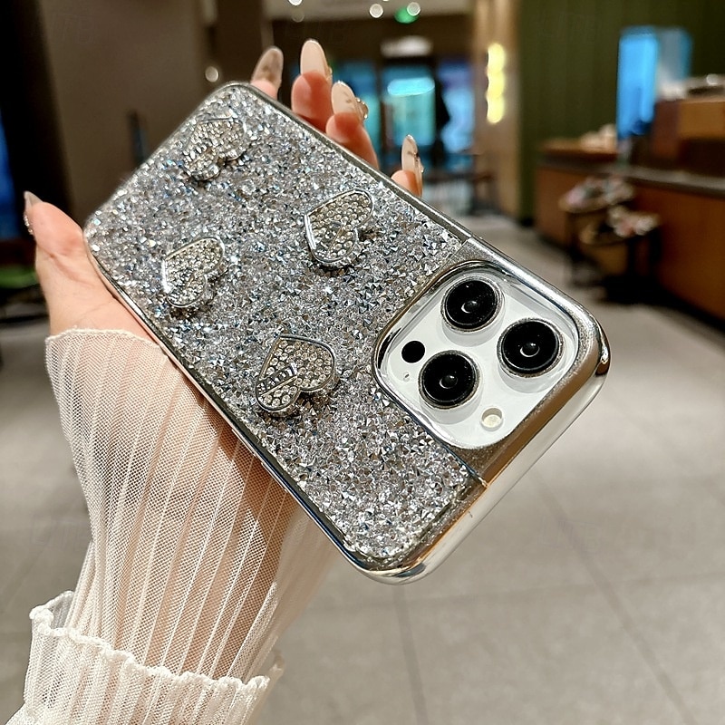 telefono Custodia Per iPhone 16 15 14 Pro Max Plus 16e 13 Pro Max Copertura Posteriore Glitter scintillanti Resistente agli urti Cuore PC del 2025 a $11.99 –P9