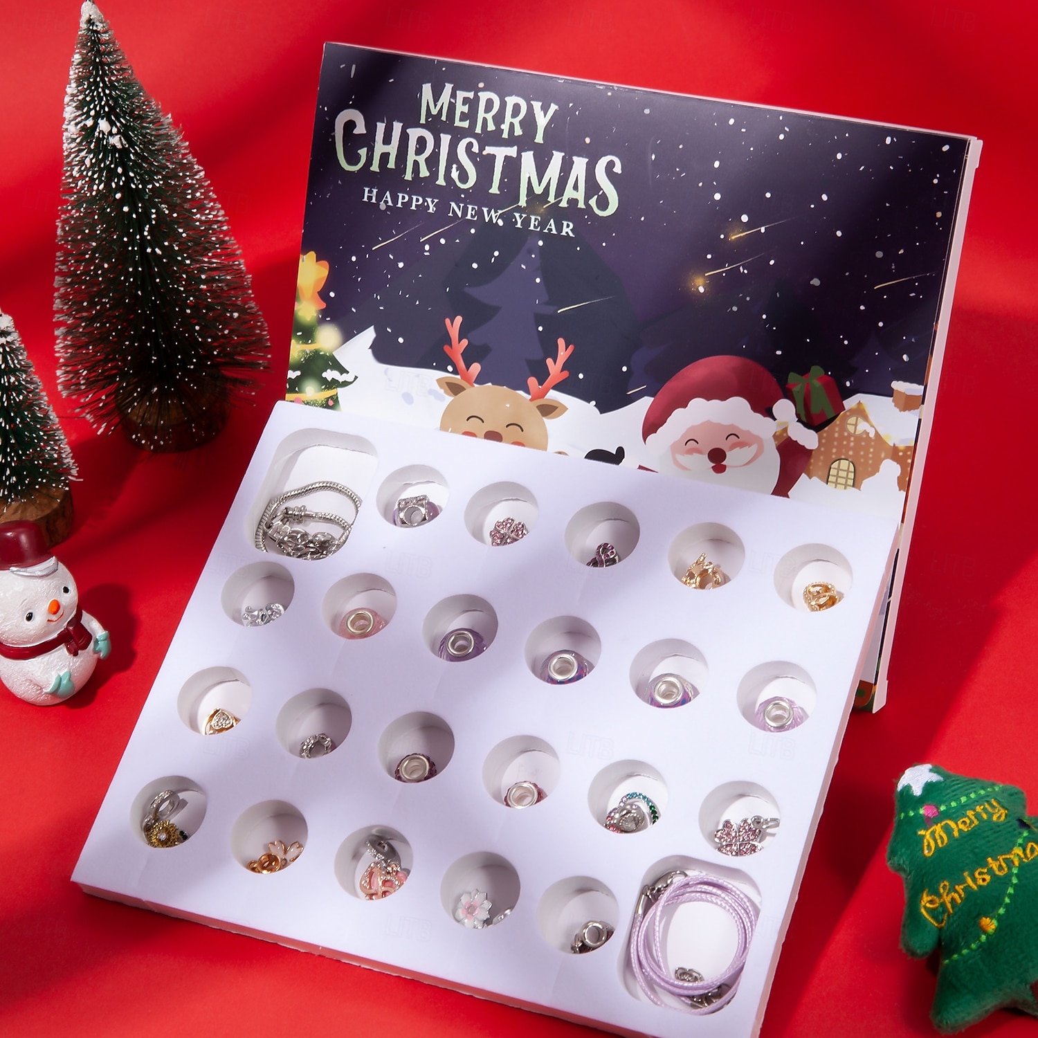 Christmas Advent Calendar Bracelets 2025 for Girls, 24 Days DIY Jewelry Making Kit with 22 Charm Beads and 2 Adjustable Bracelets, Xmas Countdown Gift for Kids Teens Women 2025 - $14.99 –P4