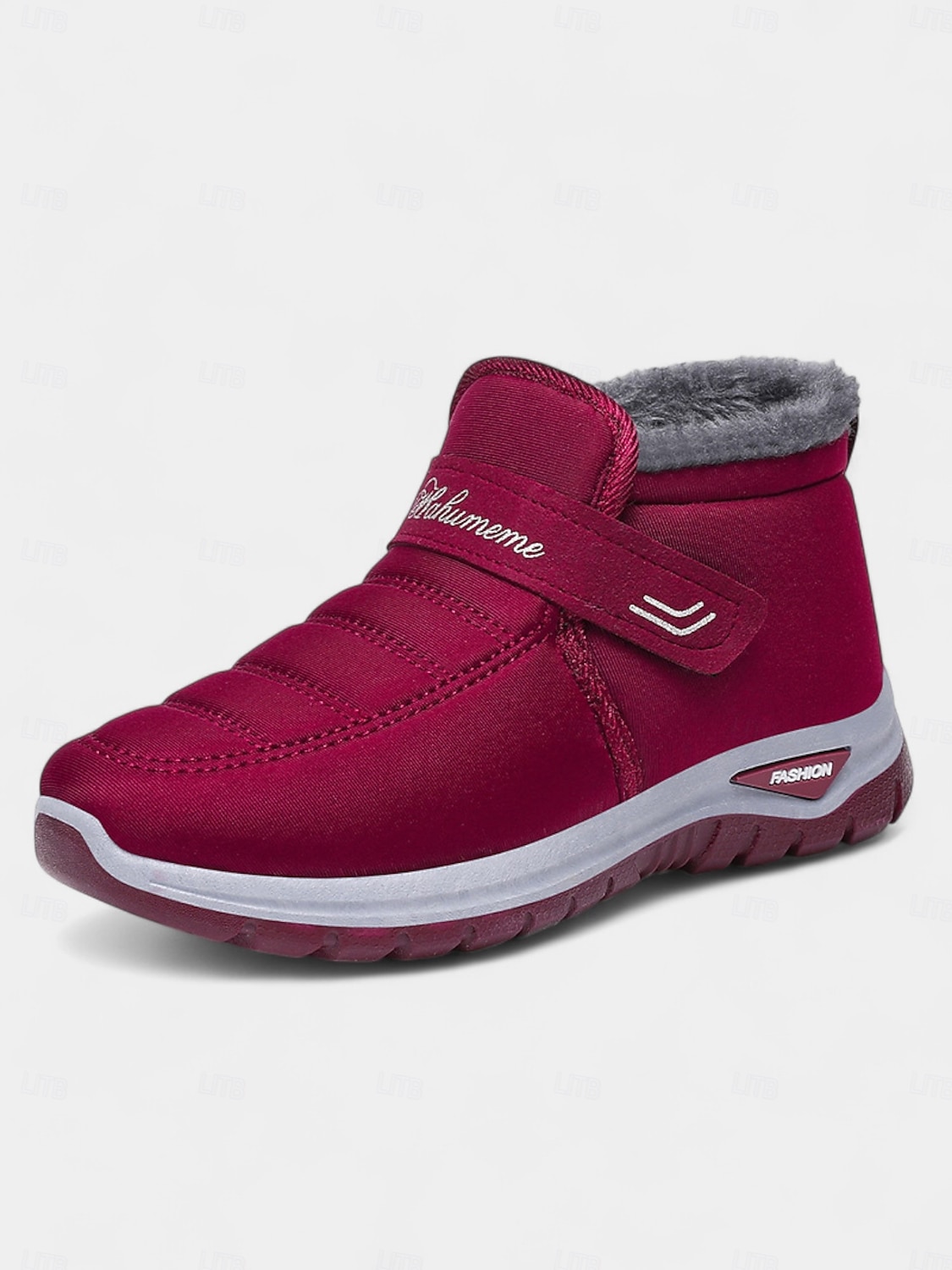 scarpe da ginnastica invernali da donna in caldo pile foderato color bordeaux – racchette da neve impermeabili e antiscivolo per passeggiate all'aperto e clima freddo del 2025 a $24.99 –P1
