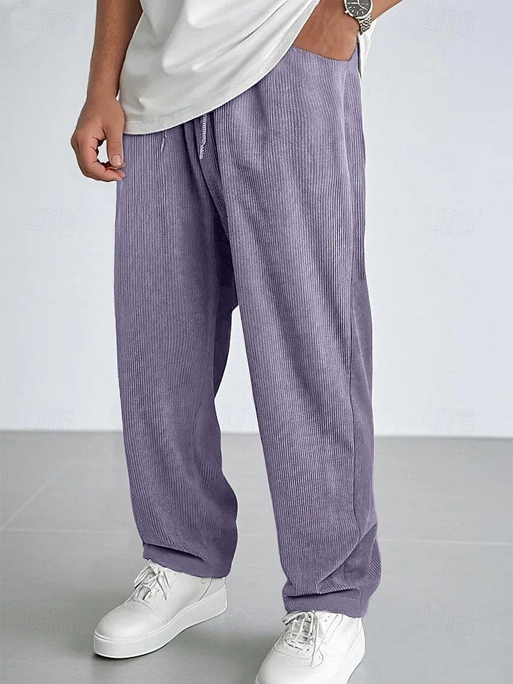 Per uomo Pantaloni da tuta Pantaloni Pantaloni in velluto a coste Pantaloni casual Coulisse Elastico in vita Gamba Dritta Tinta unica Semplice Traspirante Lunghezza intera Casuale Quotidiano Uscire del 2026 a $25.99 –P5