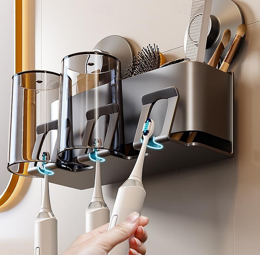 Porte-brosse à dents à ventouse avec tasses, étagère de salle de bain, porte-brosse à dents, organisateur de douche, brosse à dents murale, organisateur de salle de bain, organisateur de brosse à de 2026 ? $27.99 –P4