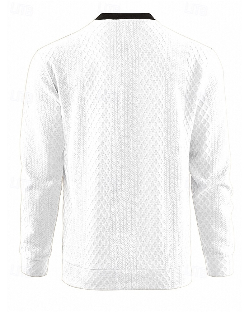 Herre Genser Svart Hvit Navyblå Kakifarget Grå V-hals Fargeblokk Jacquardvevnad Lapper Sport & Utendørs Daglig Ferie Polyester Gatemote Grunnleggende Fritid Vår Høst Klær Gensere Gensere 2025 - $24.99 –P11