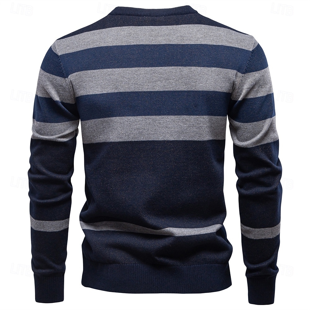 Men's Pullover Knit Regular Tops Check Pattern Crew Neck Cool Pullover School Vacation Clothing Apparel Spring Fall Dark Navy Purple S M L 2026 - $53.99 –P11
