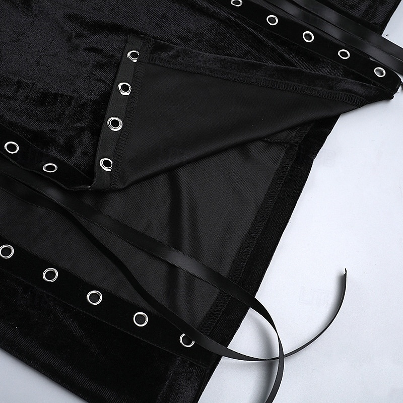 Gótico Maxi Vestidos Sin Mangas Bruja Vampiros Acordonado Terciopelo correa de espagueti Cruz Disfraz Mujer Fantasía Víspera de Todos los Santos Carnaval Rendimiento Fiesta Adultos Vestido 2026 - $35.99 –P10