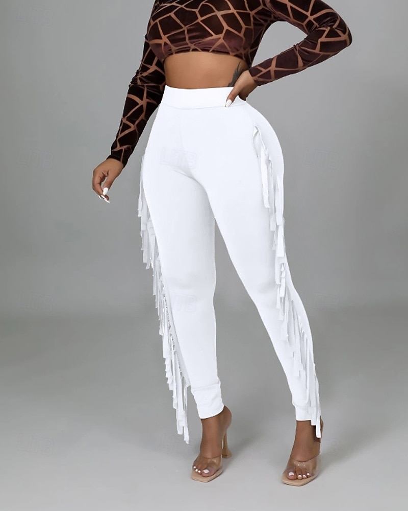 Naisten Housut Sukkahousut Mukavat leggingsit Katutyyli Vapaa-aika Täyspitkä Luonnollinen Tavallinen Tupsu Joustava vyötärö Mukava Pyhäpäivä Arki-asut Viikonloppu purppura Musta Valkoinen Armeijan 2025 - $24.99 –P2