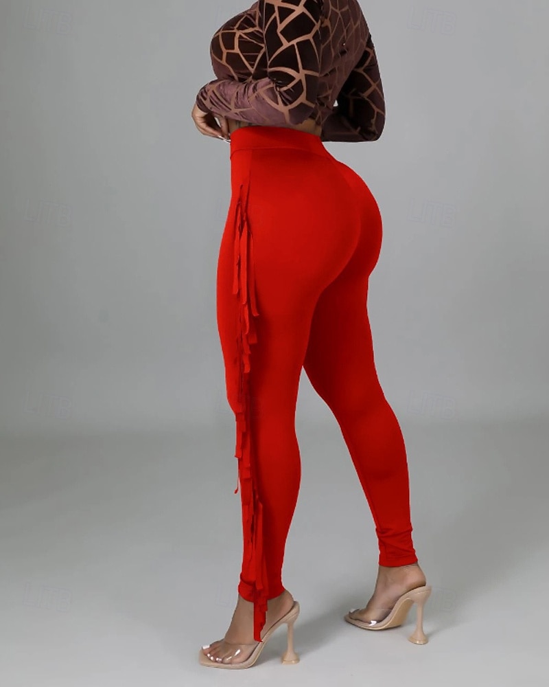 Naisten Housut Sukkahousut Mukavat leggingsit Katutyyli Vapaa-aika Täyspitkä Luonnollinen Tavallinen Tupsu Joustava vyötärö Mukava Pyhäpäivä Arki-asut Viikonloppu purppura Musta Valkoinen Armeijan 2025 - $24.99 –P8