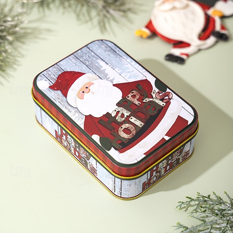 Kerstkoekjesblikken met deksels om cadeau te geven, kerstblikken, mini metalen doos met deksel, vakantie snoep, koekjesopslag, geschenkverpakking, feestelijke feestgunst, lege container 2025 - $5.99 –P12