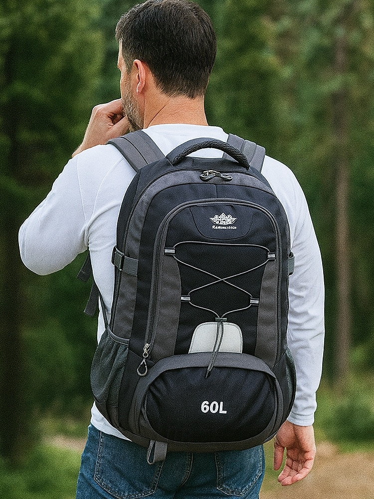 60 liters vattentålig vandringsryggsäck för män – stor kapacitet för utomhusresor med flera fack för camping, vandring och backpackingäventyr 2025 - $34.99 –P1