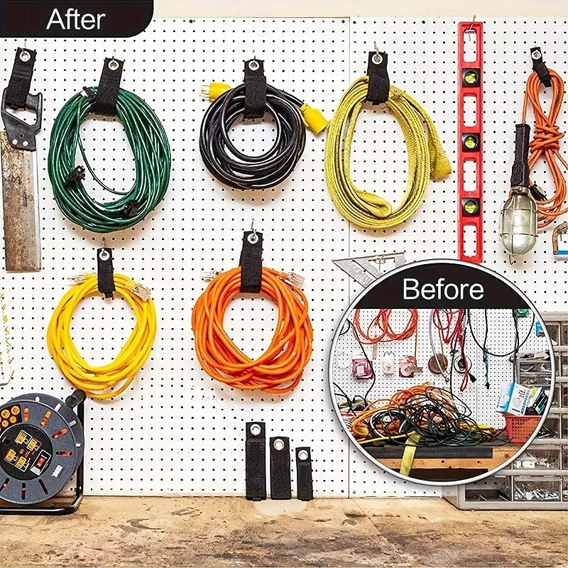 6/10 ganchos organizadores de cabos multiuso com ganchos e laços de segurança, solução durável para gerenciamento de fios, mangueiras e cordas para armazenamento em casa, trailers e garagem de 2026 por $12.99 –P1