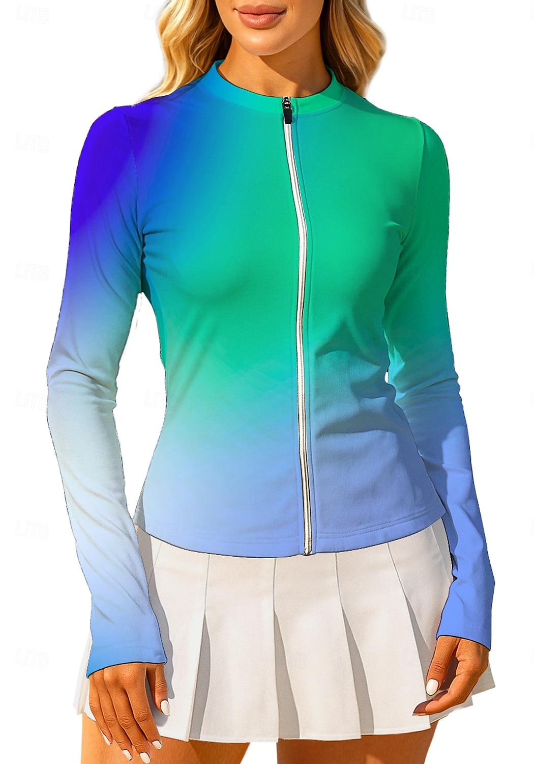 Per donna Sfumatura Top Maglietta sportiva Maglia da tennis Manica Lunga Cerniera Floreale UPF50+ Resistente ai Raggi UV Alta elasticità Traspirante Pallavolo Tennis Golf Girocollo Il giro Maglietta del 2026 a $20.99 –P2