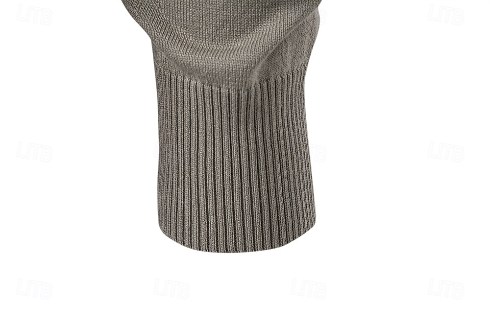 Herre Pullover genser Strikke Vanlige topper Jacquard Knapper Helfarge Polokrage Elegant Årgang Skole Hjem Klær Vår Høst Mørk Marineblå Kakifarget S M L 2026 - $35.99 –P5