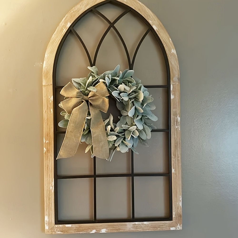 2026年 玄関用のクリスマスリース、人工の緑の羊の耳の葉のガーランド、フェイク植物のつる、庭のドアの吊り下げ、リビングルームと窓の壁の装飾  コレクション – $31.99 –P3