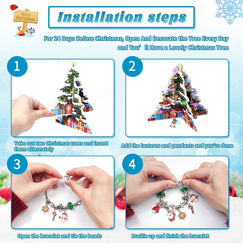 Christmas Advent Calendar Bracelets 2025 for Girls, 24 Days DIY Jewelry Making Kit with 22 Charm Beads and 2 Adjustable Bracelets, Xmas Countdown Gift for Kids Teens Women 2025 - $18.49 –P3