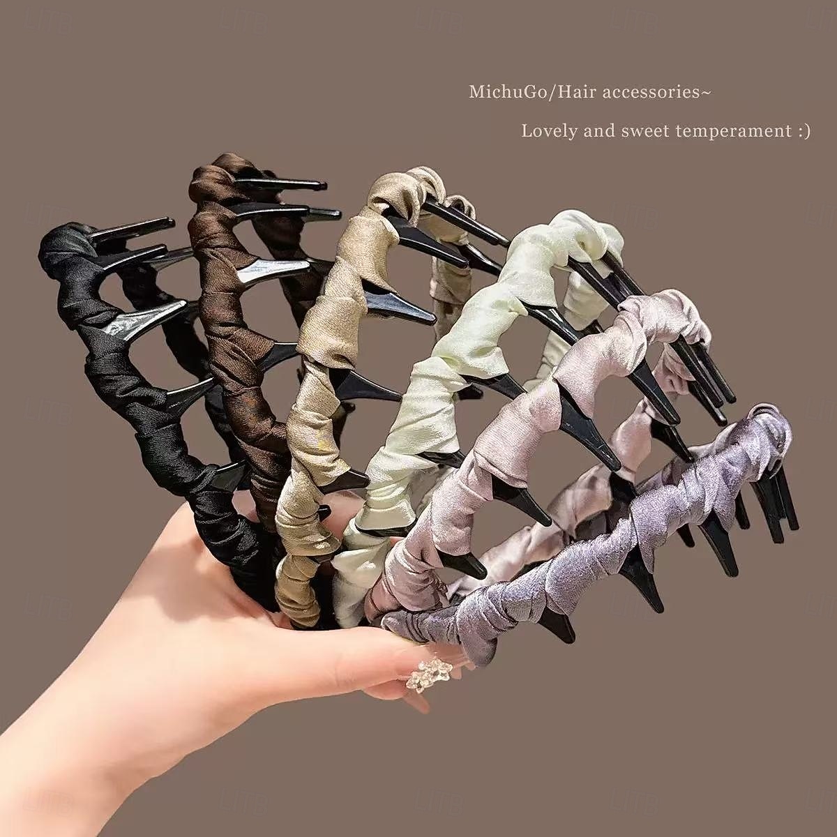 Diadema retro de calavera alta con perlas para mujer, 3/6 unidades, diadema francesa antideslizante con dientes, elegante accesorio para peinar el cabello y lavarse la cara. 2025 - $9.99 –P1