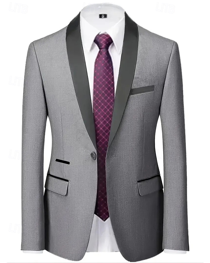 Herren Set Anzüge Anzugweste Geschäft Cocktailparty Hochzeitsfeier 3 Stück Mode Lässig Frühling Herbst Polyester Farbblock Tasche Knöpfe Bequem Einreihig Blazer Schwarz Weiß Burgunderrot Königliches 2025 - $79.99 –P8