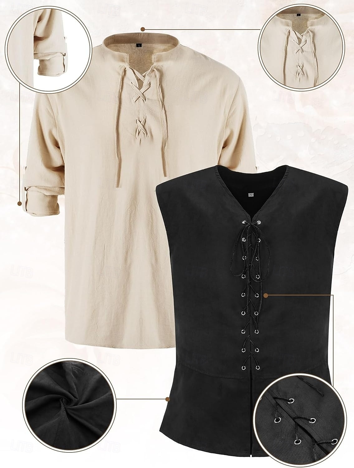 רטרו\וינטאג' ימי הביניים רנסנס מִכְנָסַיִים תלבושות חגורת מותניים פיראט ויקינג תחפושות בגדי ריקוד גברים ויקינג האלווין (ליל כל הקדושים) קרנבל נשף מסכות הצגה נשף מסכות LARP מבוגרים חולצה מכנסיים חגורה 2026 - $74.99 –P13