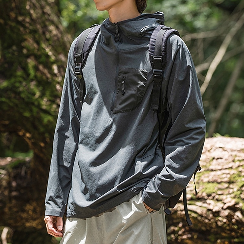 Men's Hiking Shirt UV Protection Shirt Long Sleeve Top Outdoor UV Sun Protection Quick Dry Breathable Spring Autumn / Fall Polyester Dark Grey Light Grey Green Tennis Camping / Hiking / Caving Running 2026 - $41.99 –P3