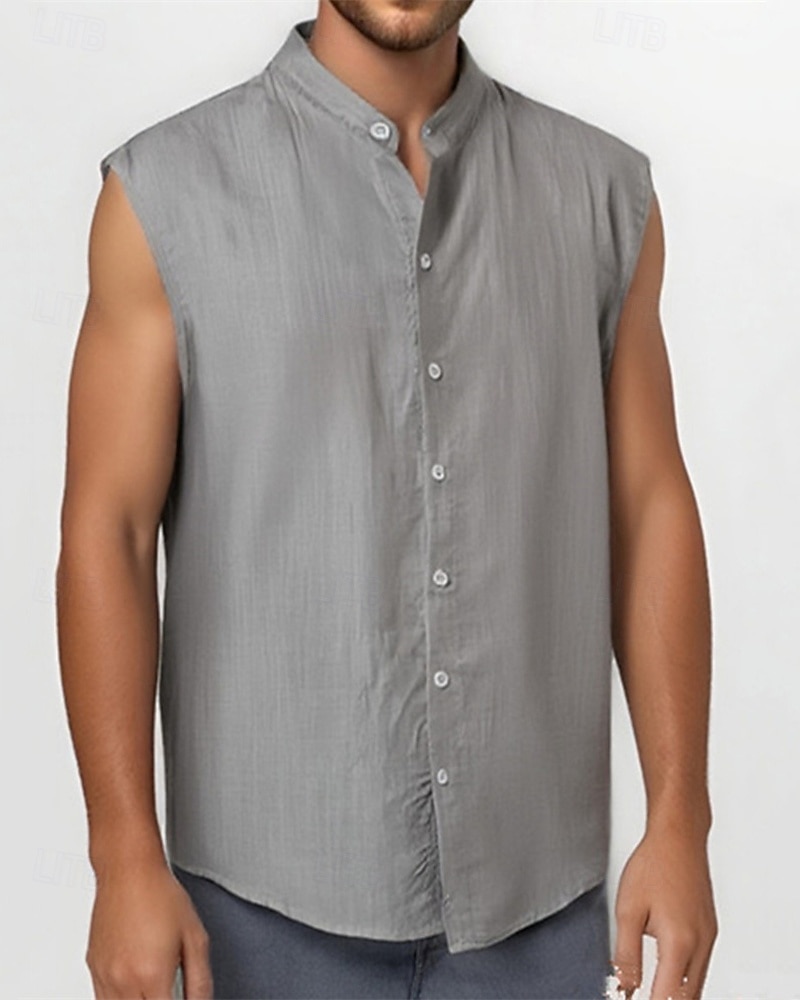 Per uomo Camicia Camicia Estiva Camicia casual Camicia da Spiaggia Camicia con Bottoni Nero Verde chiaro Rosa Rosso Verde Senza Maniche Semplice Colletto alla coreana Vacanza Camicia hawaiana del 2025 a $19.99 –P2