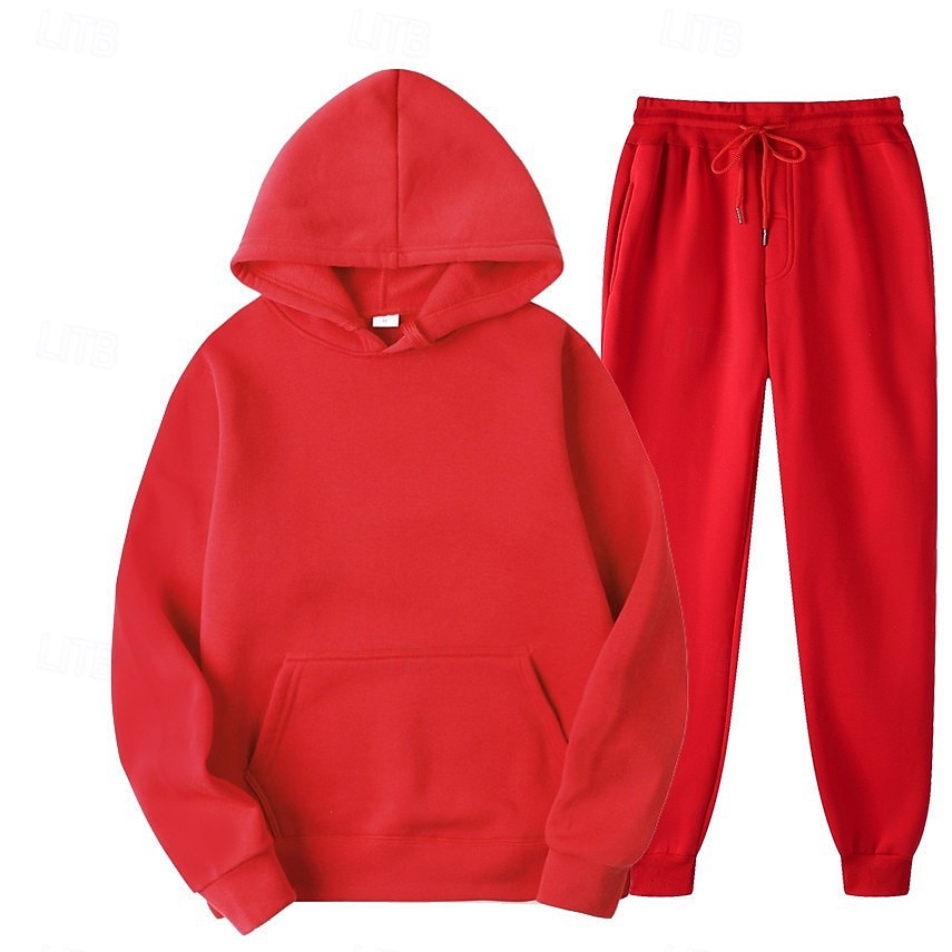 Per uomo Felpa con cappuccio Tuta da Ginnastica Tuta da Allenamento Felpa con cappuccio in pile Nero Rosa Rosso Blu Viola Con Cappuccio Semplice Tasca 2 Pezzi Sport & Outdoor Quotidiano Ferie del 2025 a $23.99 –P6