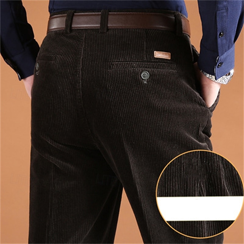 Herren Anzughose Cordhose Hose Chinos Tasche Knöpfe Einfach Komfort Formell Party Arbeit Mode Klassicher Stil Schwarz Marineblau Mikroelastisch 2025 - $41.99 –P13