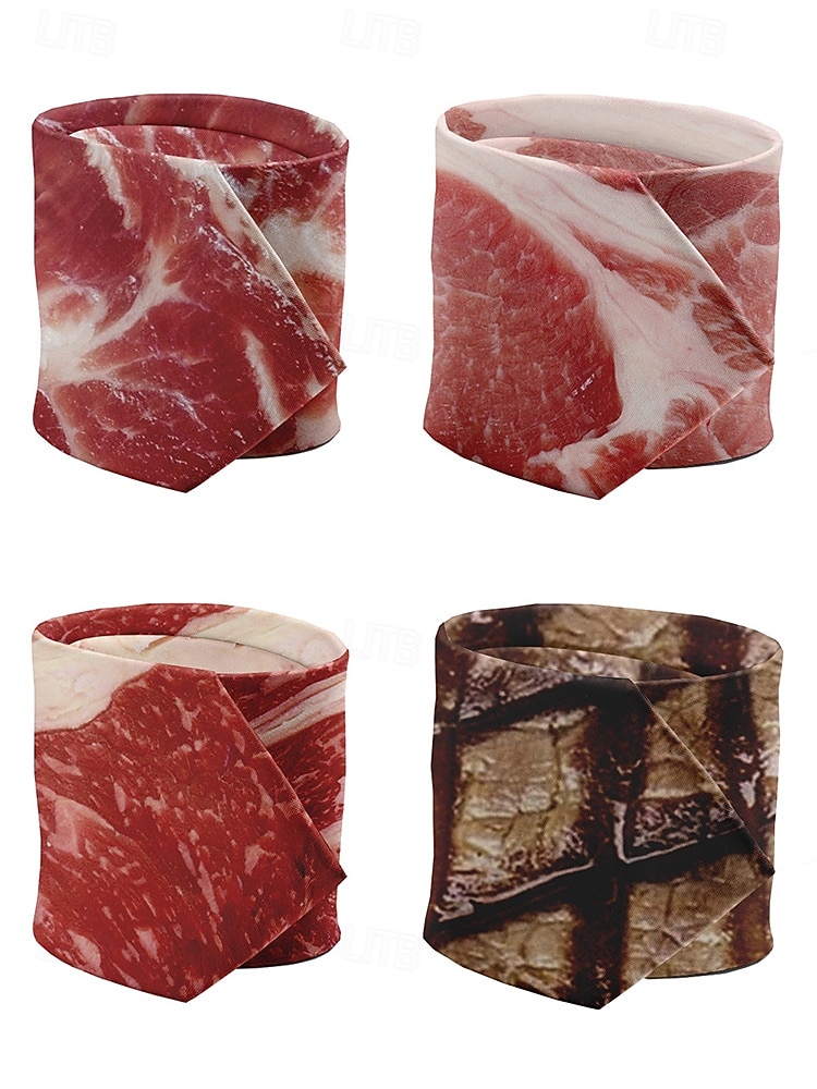 Herren-Halloween-Krawatte mit Fleisch-Print – lustiges und einzigartiges Steak- und Speck-Design, perfekt für Halloween-Partys und Kostümveranstaltungen 2025 - $11.99 –P7