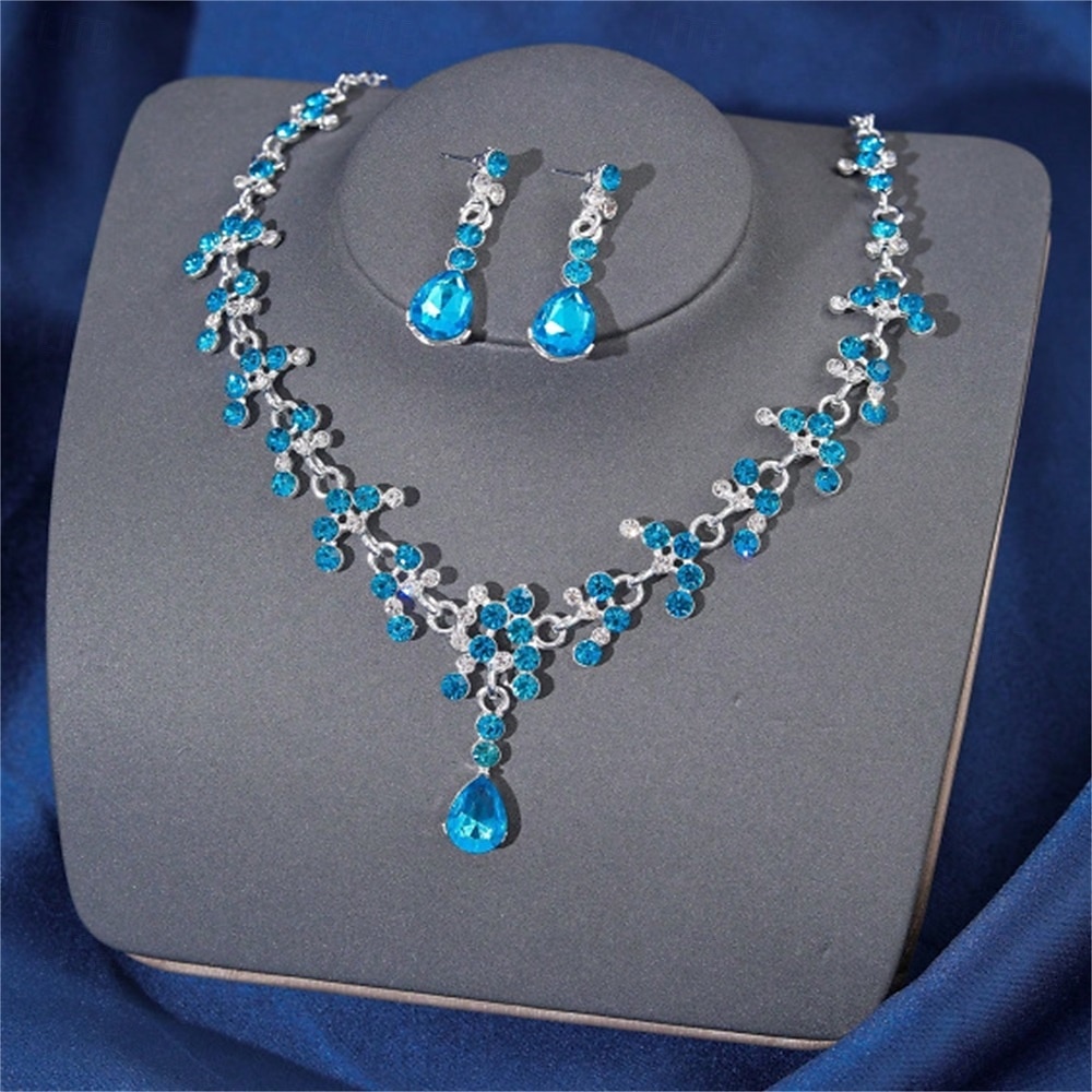 2026年 ジュエリーセット 2 グリーン ラインストーン 合金 1×ネックレス イヤリング 女性用 エレガント ヴィンテージ ファッション ビンテージ クラシック ジュエリーセット 用途 結婚式 パーティー バレンタイン  コレクション – $16.49 –P13