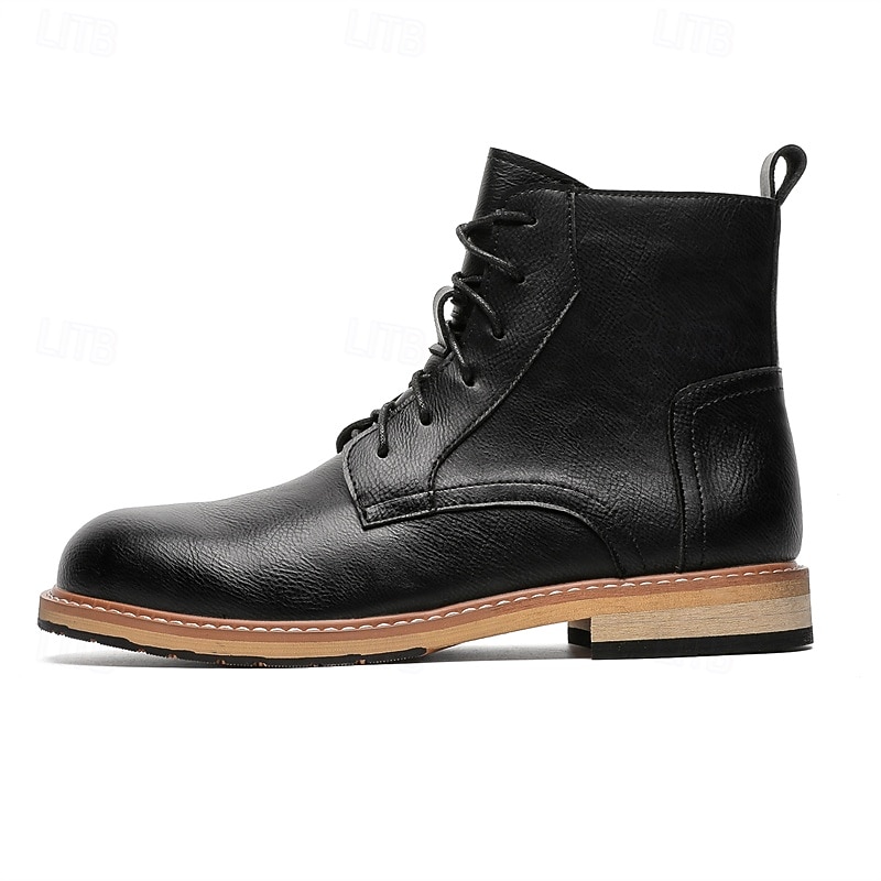 Bottines à lacets en similicuir marron pour homme, chaussures d'extérieur décontractées classiques pour le travail et le quotidien de 2025 ? $59.99 –P1