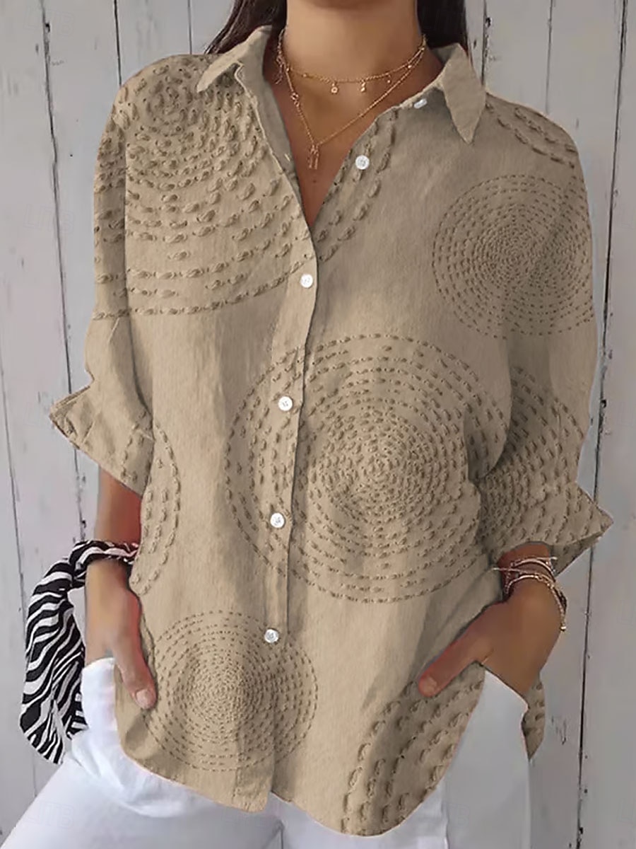 Damen Shirt Button Down Tunika Hemd Kragen Langarm Grafisch Abstrakt Täglich Stilvoll Modern Regelmäßige Tops Arbeit Täglich Feiertag s Druck Weiß Blau Grün Khaki Frühling Herbst 2025 - $33.99 –P1