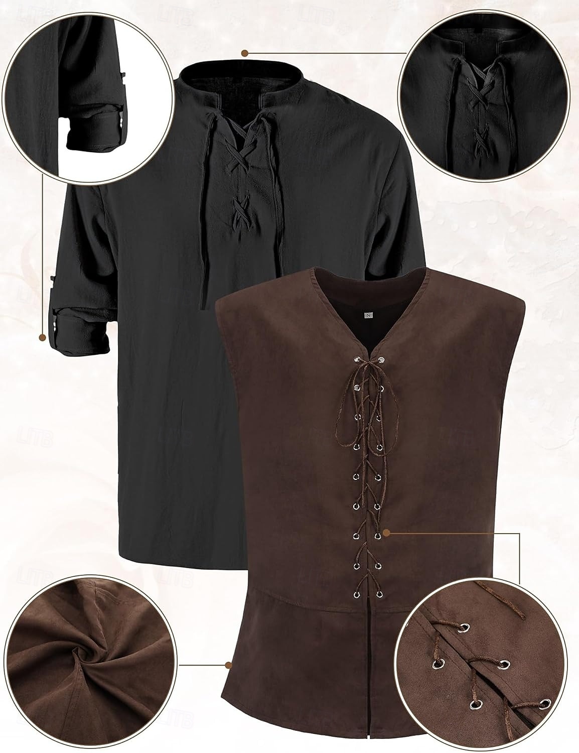 רטרו\וינטאג' ימי הביניים רנסנס מִכְנָסַיִים תלבושות חגורת מותניים פיראט ויקינג תחפושות בגדי ריקוד גברים ויקינג האלווין (ליל כל הקדושים) קרנבל נשף מסכות הצגה נשף מסכות LARP מבוגרים חולצה מכנסיים חגורה 2026 - $74.99 –P4