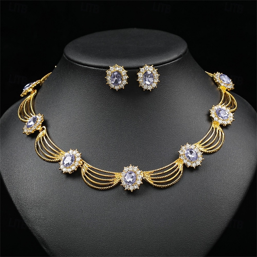 Juego de Joyas 2 Cromo Pendientes Collare Mujer Elegante Vintage Moda Estilo retro Clásico Redondo Conjunto de joyas Para Boda Fiesta Invitado a la boda 2025 - $14.99 –P2