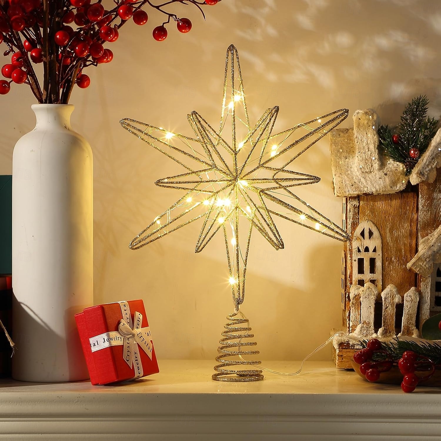 Christmas Decoration Christmas Iron Tree Top Star Christmas Tree Glowing Star Five-p\Pointed Star Decoration Pendant 2025 - CAD $25.99 –P1