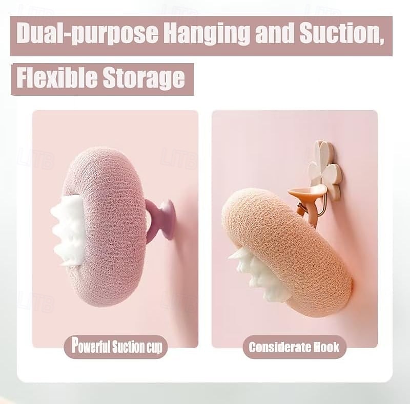 Confezione da 4 palline da bagno super morbide con ventosa a forma di girasole, 2 in 1, spugna da bagno esfoliante con spazzola per la pulizia, accessori in spugna per doccia e corpo a rete per donne del 2026 a $11.99 –P3