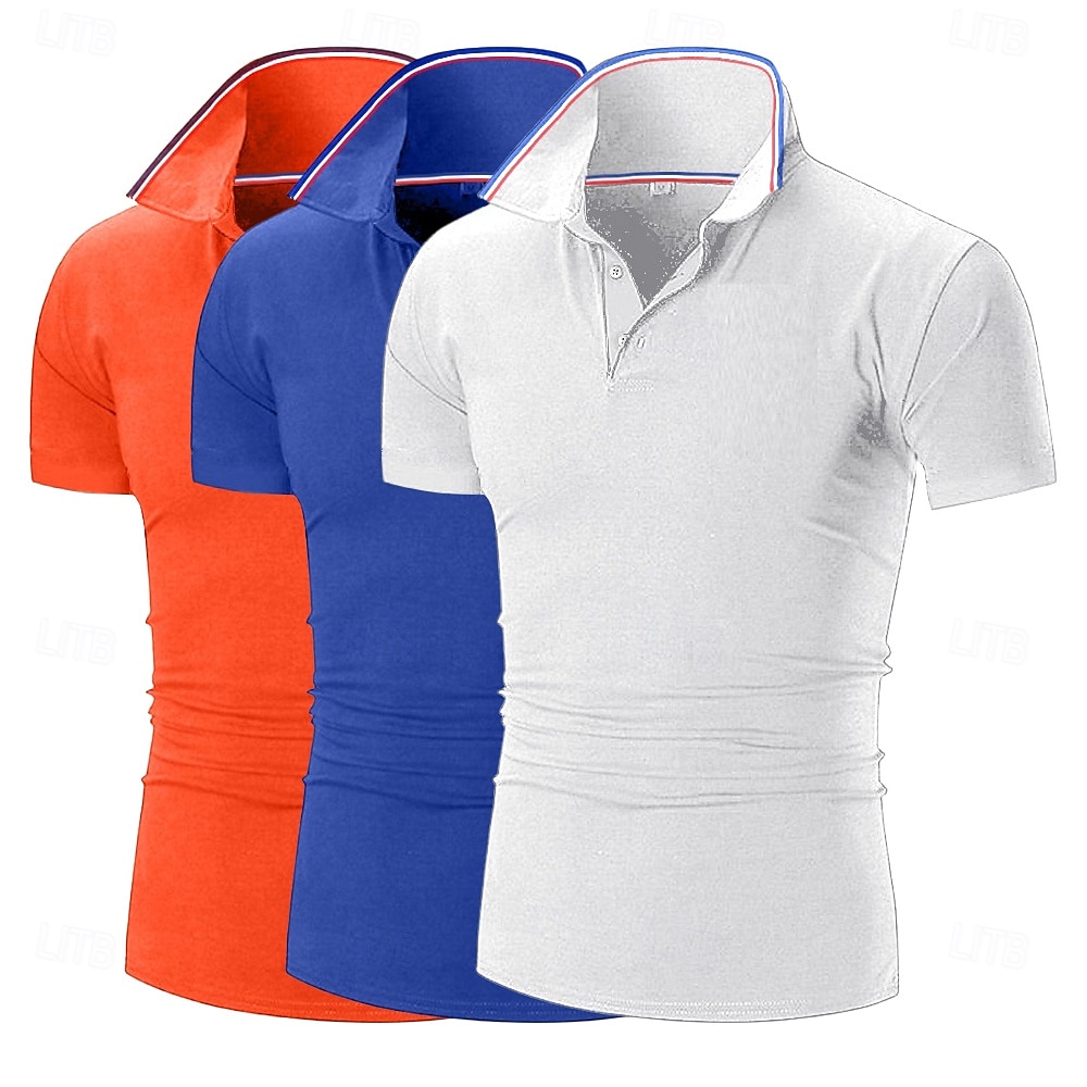 Ανδρικά Πουκάμισο γκολφ Πουκάμισα Pique Polo Επιχείρηση Causal Ριμπ γιακά πόλο Κοντομάνικο Μοντέρνα Βασικό Συμπαγές Χρώμα Σκέτο 3 τεμάχια Κουμπιά Καλοκαίρι Άνοιξη & Χειμώνας Όλες οι εποχές 2026 - $33.99 –P15