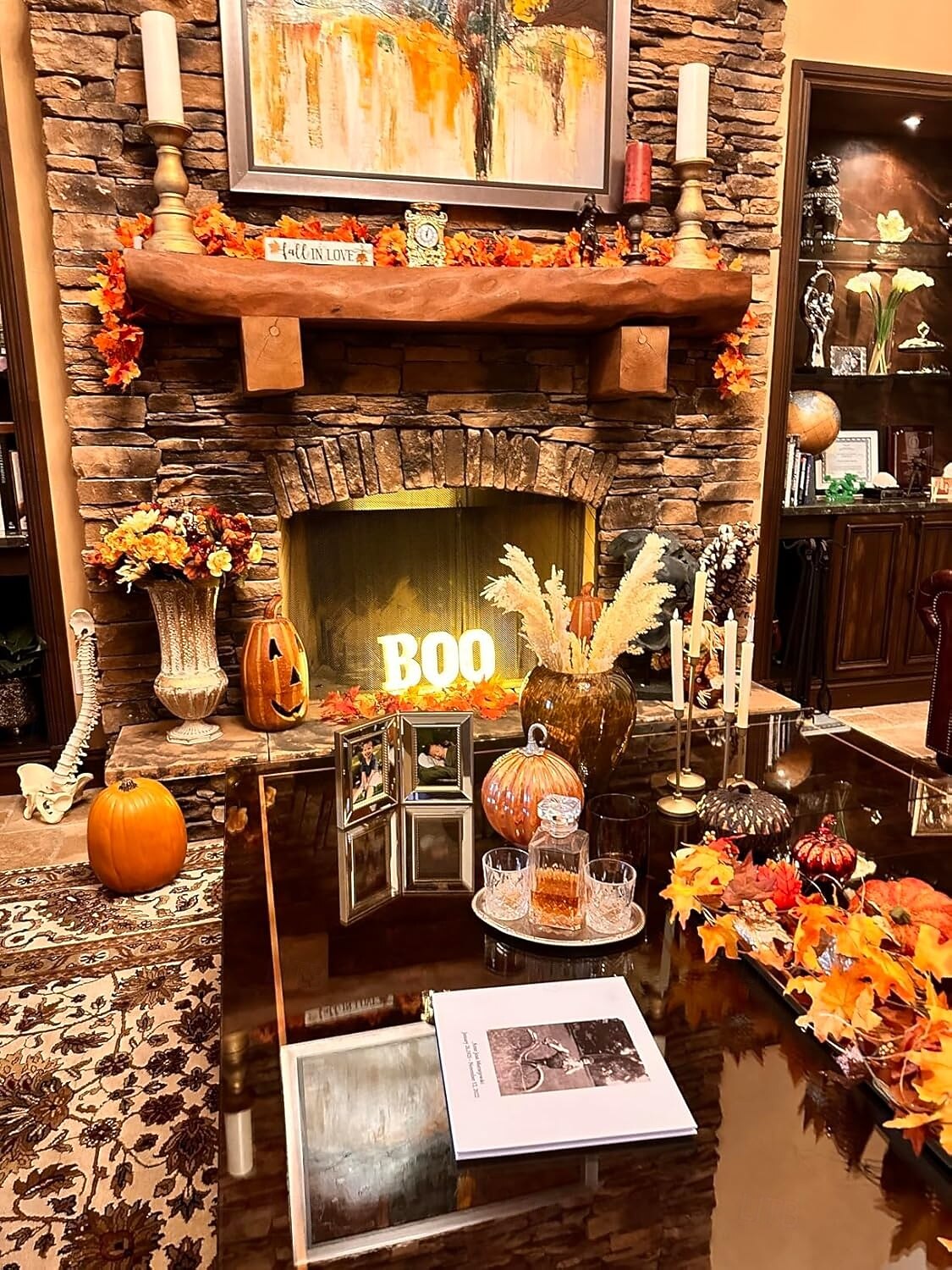 Halloween-dekorasjoner innendørs - 3 LED-telt med lysende bokstaver, svart boo-skilt, halloween-bokstavlys til hjemmet, innendørs kjøkken, peis, festbord, dekorutstyr 2025 - $21.97 –P13