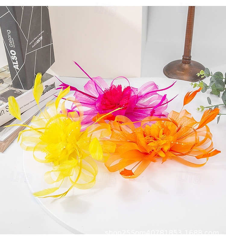 eleganti fascinator di piume da donna - eleganti copricapi per Gatsby - feste a tema e occasioni speciali del 2025 a $14.99 –P3