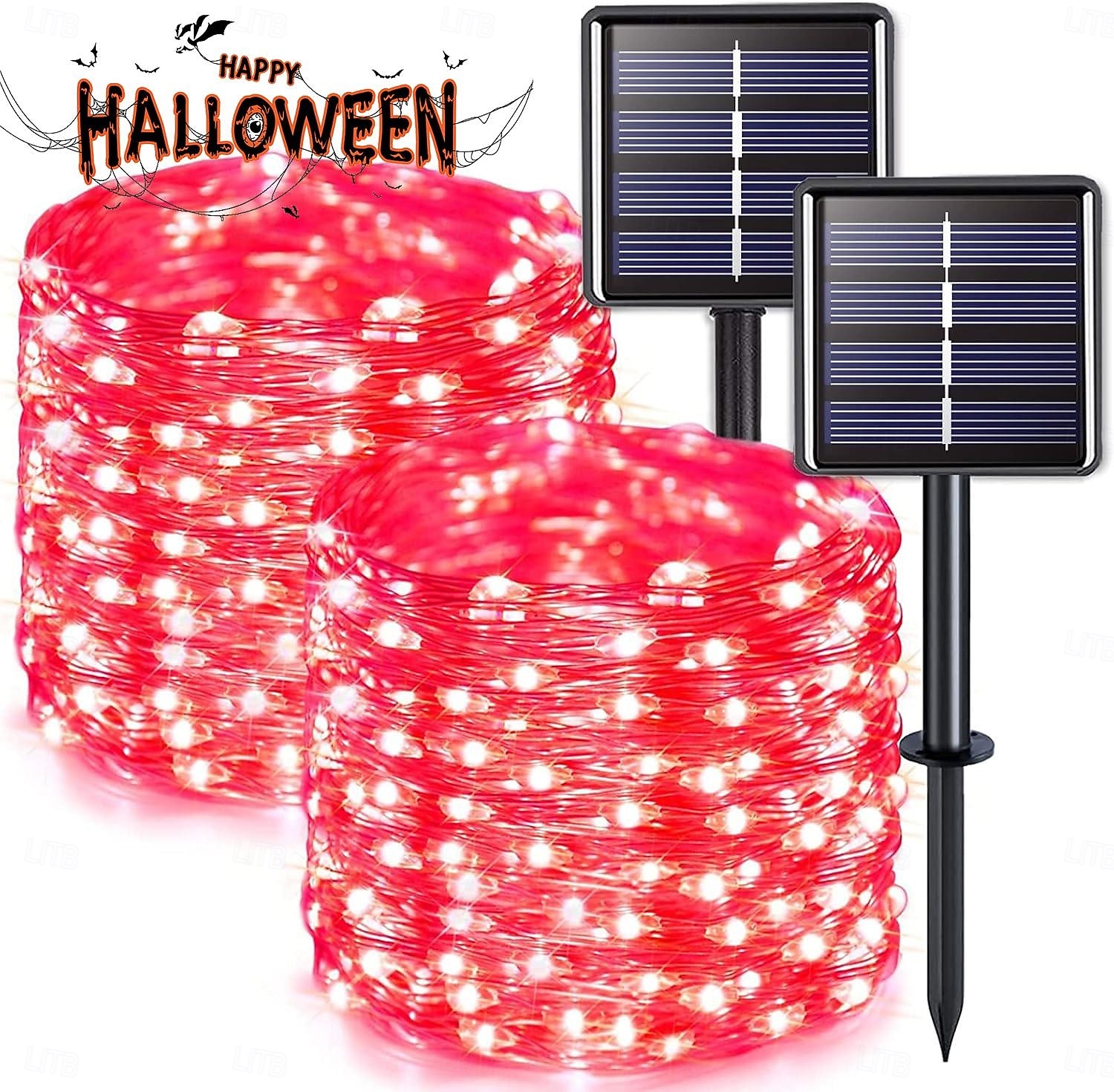 2 ks 10M/33FT 100 LED Korálky Venkovní IP44 Voděodolné Solární Fairy Světelný Řetěz Halloween Svatební Valentýna Dvůr Trávník Zahrada Festivalová Atmosféra Dekorace Měděný Drát Světlo 2026 - $14.49 –P5