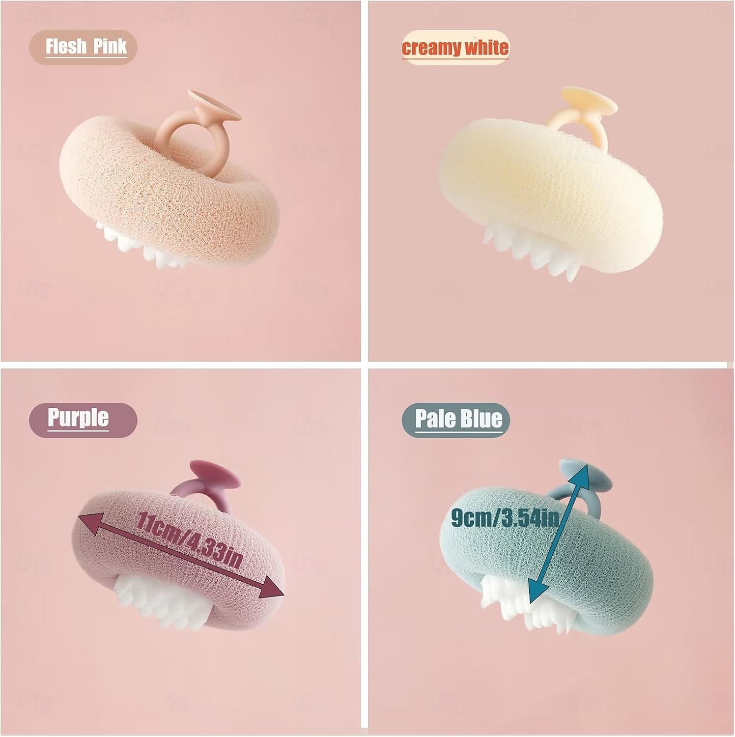 Confezione da 4 palline da bagno super morbide con ventosa a forma di girasole, 2 in 1, spugna da bagno esfoliante con spazzola per la pulizia, accessori in spugna per doccia e corpo a rete per donne del 2026 a $11.99 –P5