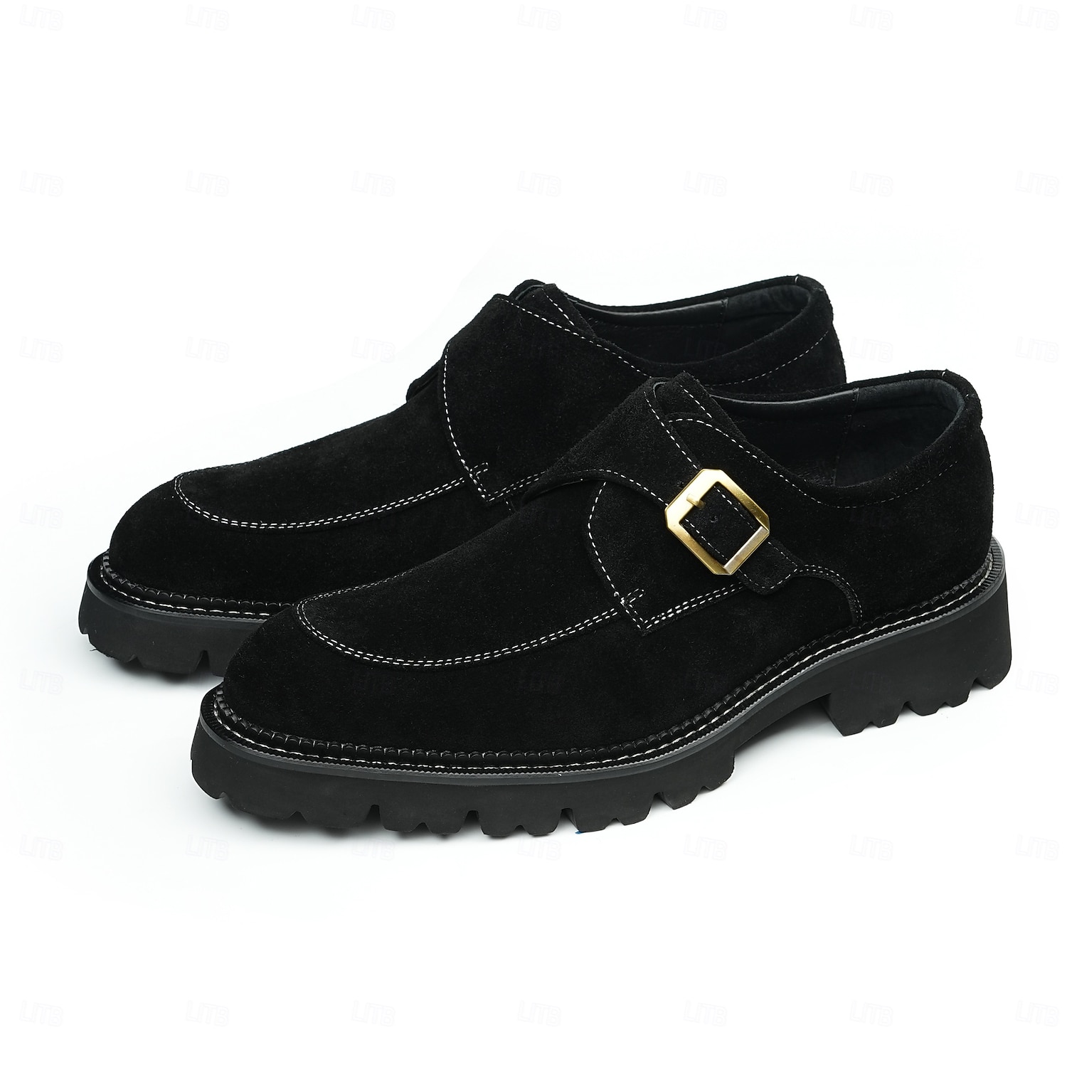 Chaussures à boucle en cuir suédé marron pour homme - Chaussures classiques en cuir de vachette véritable de première couche pour le bureau et les occasions formelles de 2025 ? $99.99 –P4